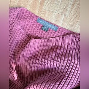 French Connection Rose-Pink Textured Crewneck Sweater